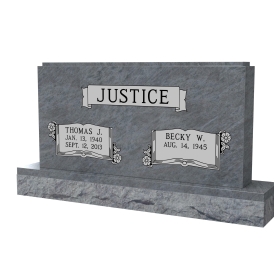 Rectangular headstone with two book engraving backgrounds