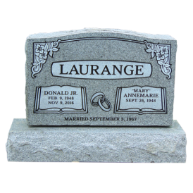 Gray double headstone with last name Laurange