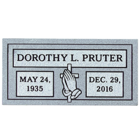 Flat gray headstone with Dorothy L. Pruter