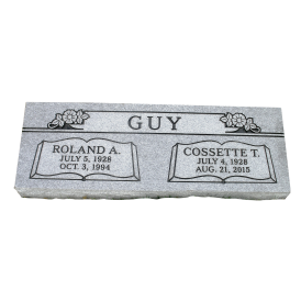 Gray Flat Marker with names Roland and Cossette Guy
