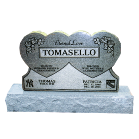 Double heart headstone with last name Tomasello